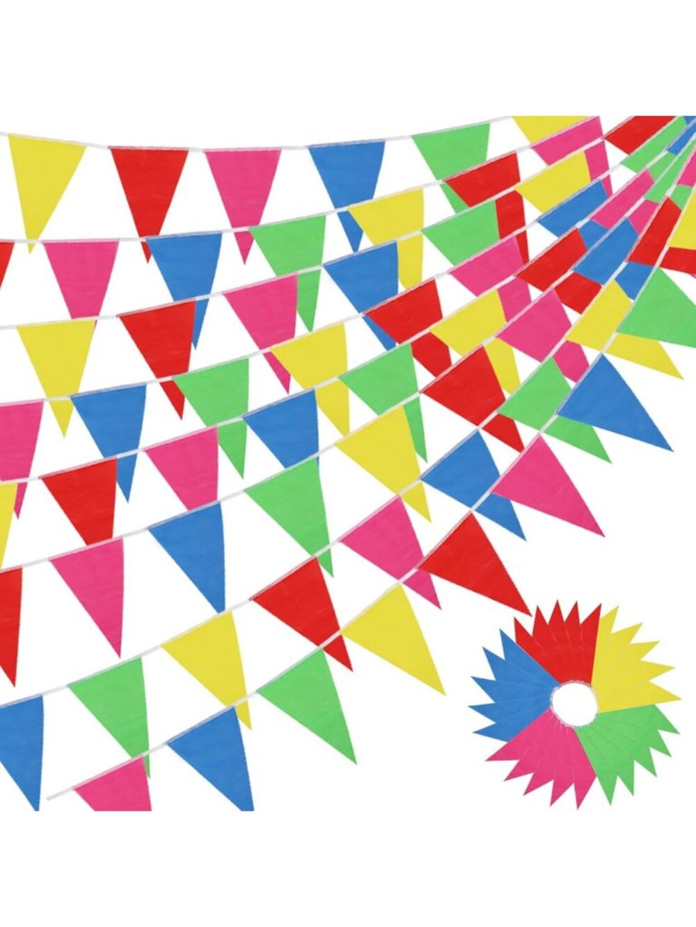 RUBFAC 3400ft 2400pcs Colorful Pennant Banner Flags